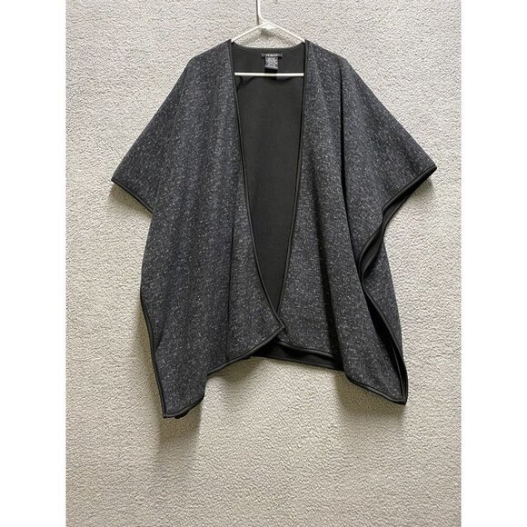 IKE BEHAR Reversible Wrap Shawl One Size Gray Black Soft Poncho Oversize - Picture 2 of 4